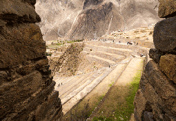 Terraces of Pisac in Urubamba valley near Cusco