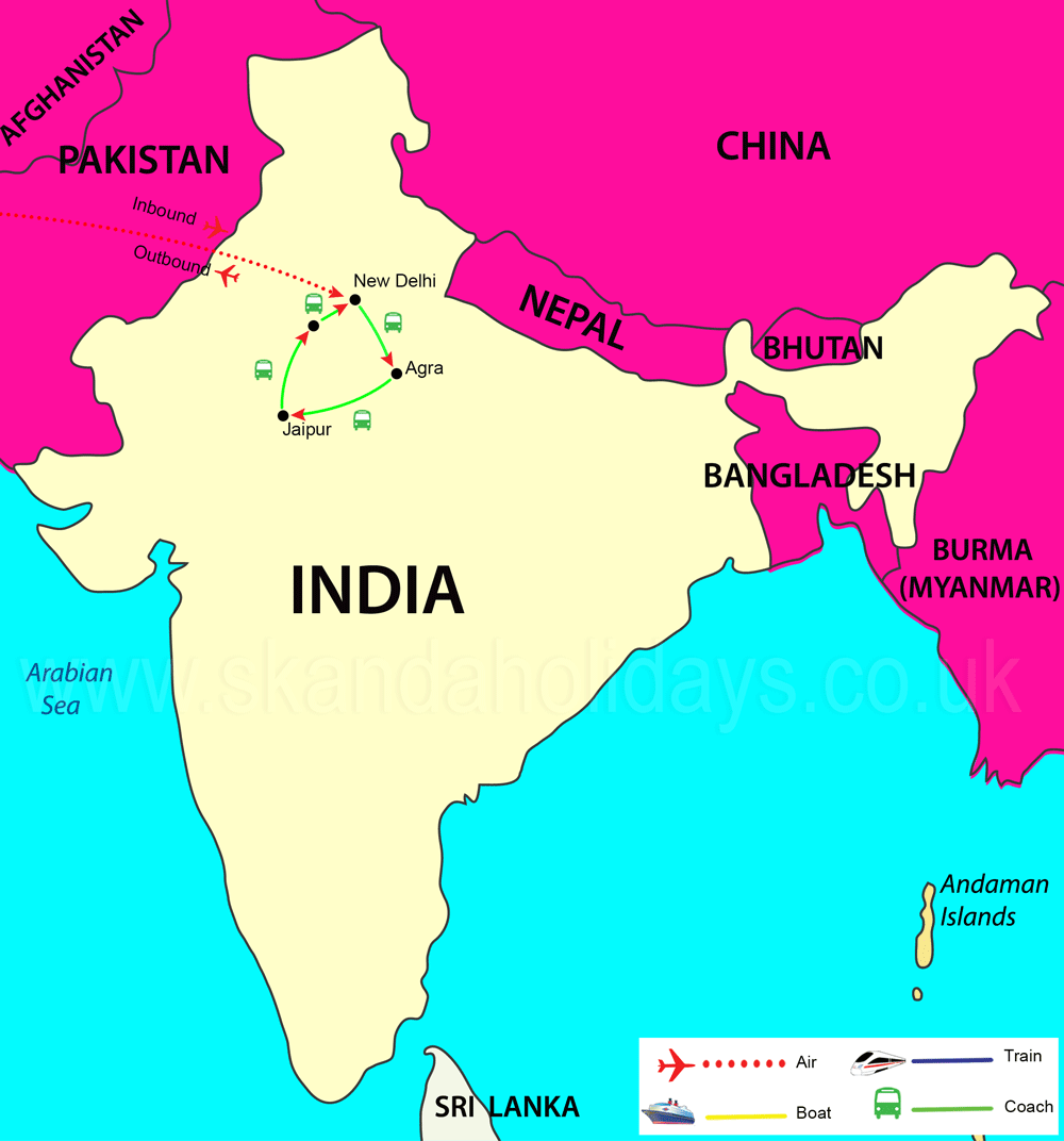 Tourist Map Of India Golden Triangle - United States Map